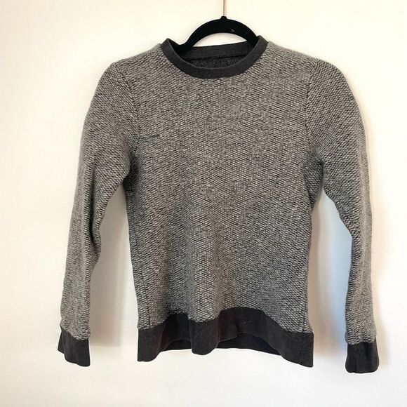 Club Monaco sweater womens 100% wool heathered black grey crewneck sweater - Picture 2 of 7